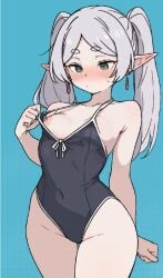 1girls 2d 2d_animation ai_assisted animated animated_gif dfyz543 elf elf_ears elf_female elf_girl erect_nipples female female_focus female_only frieren frieren_beyond_journey&#039;s_end gif mizugi one-piece_swimsuit one_breast_out pale pale-skinned_female pale_skin pale_skinned_female perky_nipples petite petite_body petite_breasts petite_female pointy_ears small_breasts solo sousou_no_frieren young_looking_female