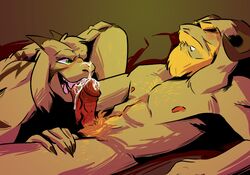 2016 2boys asgore_dreemurr asriel_dreemurr blonde_hair blush boss_monster caprine closed_eyes cum cum_on_face cum_on_self duo father father_and_son fellatio fur furry gay goat hair incest male male_only mammal monster oral parent protheorem son undertale video_games white_fur yaoi