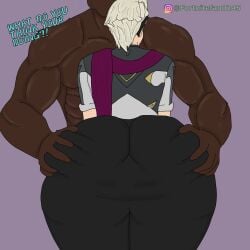 2boys ass_focus bottom_heavy brown_skin dark-skinned_male fat_ass fortnite fortnite0245 no_visible_genitalia orin_(fortnite) tagme text very_dark_skin