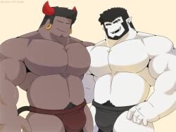 2male ashantipillada_(artist) bara bulge demon underwear vampire