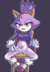 blaze_the_cat censored_pussy horny_female kinu_(artist) no_panties no_pants sonic_(series)