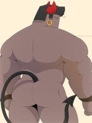 ashantipillada_(artist) ass_focus bara demon naked_male tail