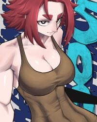 1girls abs breasts cleavage limn044 looking_at_viewer muscular muscular_female original original_character roxan_(limn044) smile tank_top