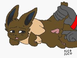 animated blush brown_fur eevee eeveelution fingering fur male niconico nintendo pokemon video_games