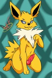 animal_genitalia canine canine_genitalia canine_penis eeveelution feral jolteon male nintendo pokemon pokemon_(species) solo