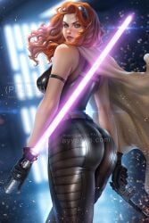 1girls ass ass_focus ayyasap behind_view looking_at_viewer looking_back mara_jade_skywalker patreon_reward solo