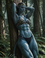 abs absurd_res ai_assisted ai_generated athletic athletic_female avatar avatar:_the_way_of_water blue_skin braid camo_print female muscular muscular_female na'vi photoshop recom_walker recombinant stable_diffusion synth_canvas tagme tail thick_thighs wide_hips