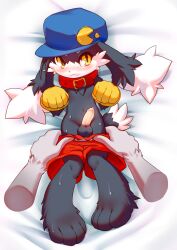 1boy anthro balls black_body black_skin cub cute cute_face dakimakura dakimakura_design disembodied erection furry fuzzwolfy hat highres humanoid klonoa klonoa_(series) limb male male_only mammal penis raptor_hands solo testicles video_games yaoi younger