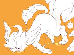 ambiguous_gender blush canine claws drooling duo eeveelution feral fur heart leafeon licking mammal nintendo open_mouth orange_background paws pokemon saliva simple_background teeth tongue tongue_out video_games winte