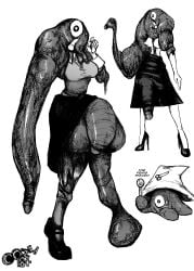 balls big_balls big_breasts big_penis black_and_white clothed corruption covered_in_goo covered_in_slime exposed_breasts futanari head_parasite huge_balls huge_cock huge_cock infected infection leeper_parasite_(oozed) leeper_parasite_(witchdoctordb) legwear monster oozed parasite peeking_penis penis pointy_nose slime slime_monster slime_on_body text uniform unknown_character witchdoctordb