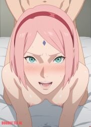 1girls accurate_art_style ai_generated boruto:_naruto_next_generations bubbleteexl doggy_style naruto naruto_(series) pink_hair sakura_haruno shounen_jump vaginal_penetration weekly_shonen_jump