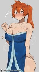 1girls ass big_breasts bobtheneet boku_no_hero_academia breasts female hi_res hips huge_breasts itsuka_kendou kendou_itsuka large_areolae large_breasts light-skinned_female light_skin long_hair my_hero_academia nipples orange_hair side_ponytail sweat sweaty_body thighs voluptuous wet wet_body wide_hips