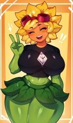 ai_generated cute_face pvz_heroes sexy_pose smiling sunflower_(pvz)