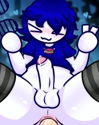 2boys anal anal_sex anal_sex ashton_(michael) balls blue_clothing blue_hair blush clothed clothed_sex cum cum_drip cum_inside femboy geometry_dash penis sex shiny_skin thick_thighs thighs uwu white_body white_skin