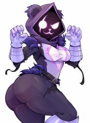 1girls anthro ass ass_focus ass_up blush breasts cleavage clothed clothing epic_games female female_only fluffy fluffy_hair fortnite fortnite:_battle_royale furry furry_only raven_team_leader takkunaki thighs