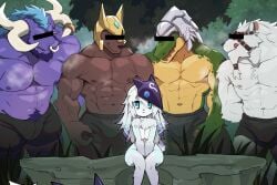 alistar anthro female female_focus furry gangbang imminent_sex kindred lamb_(league_of_legends) league_of_legends male meme nasus piper_perri_surrounded renekton rengar sollyz tagme white_fur