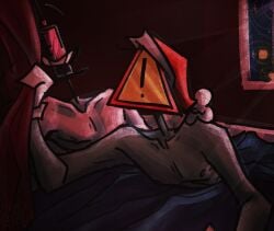 2boys gay gays goose_(artist) in_bed lying_in_bed male/male naked naked_male object_head oc