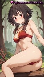 1girls ai_generated alternate_breast_size anime anime_style anus anus_peek asian ass asshole bangs bare_shoulders bikini black_choker black_hair blush bra breasts brown_hair bust busty cameltoe choker closed_mouth covered_nipples feet_out_of_frame female female_focus female_only female_solo forest hentai juicy_butt kono_subarashii_sekai_ni_shukufuku_wo! legs looking_at_viewer medium_breasts megumin natsuyoru nature navel oshiri outdoors panties partially_visible_vulva pussy red_bikini red_bra red_eyes red_panties short_hair short_hair_with_long_locks sidelocks sitting smile solo solo_female swimsuit thighs tree underwear underwear_only vagina voluptuous voluptuous_female