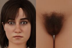 1girls 2koma 3d angela_orosco artistic_nude brown_eyes brown_hair closeup female female_only hairy_pussy highres light-skinned_female looking_at_viewer neutral_expression pubic_hair pussy pussy_focus silent_hill silent_hill_2 silent_hill_2_remake solo_female studio