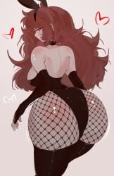 1female 1girls big_ass bunnysuit dat_ass female_only friday_night_funkin girlfriend_(friday_night_funkin) heart heart-shaped_pupils hearts_around_head hoshoidk large_ass looking_at_viewer newgrounds solo_female