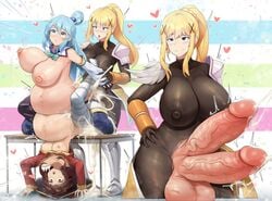 1futa 2girls ahe_gao alternate_breast_size aqua_(konosuba) areolae big_breasts big_dom_small_sub bilateral_penetration boots breasts cleavage cum cum_inflation cum_inside cumflation cumshot darkness_(konosuba) diphallia diphallism erection female femsub from_behind fucked_silly futa_on_female futadom futanari group_sex heel_boots high_heel_boots huge_breasts huge_cock hyper_penis inflation intersex kono_subarashii_sekai_ni_shukufuku_wo! large_breasts larger_futanari looking_pleasured megumin multi_penis nipples penis penis_longer_than_knee pleasure_face see-through_clothing sinensian size_difference smaller_female stomach_bulge thigh_boots thighhigh_boots threesome throbbing_penis uncensored