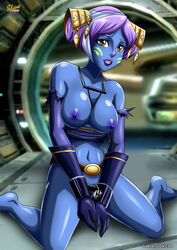 1girls 2d alien alien_girl alien_humanoid barefoot blue-skinned_female blue_body blue_skin bondage bound_wrists breasts clone_wars cuffs feet female female_only femsub forced front_view gloves humanoid kneeling long_gloves looking_at_viewer on_floor pantoran purple_hair riyo_chuchi sad shiny_skin slave slavetoon solo star_wars submissive tagme torn_clothes torn_shirt torn_sleeves wrist_cuffs