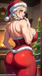 1girls ai_generated back_view christmas christmas_clothing christmas_outfit dans_ai female huge_breasts jaina_proudmoore voluptuous warcraft world_of_warcraft