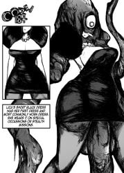 1girls balls big_balls big_breasts big_penis black_and_white cleavage clothed corruption dress english_text futanari head_parasite huge_balls huge_cock infected infection large_breasts leeper_parasite_(oozed) leeper_parasite_(witchdoctordb) lica_(oozed) lica_(witchdoctordb) monster oozed pantyhose parasite penis pointy_nose revealing_clothes slime slime_monster text text_box thick_thighs witchdoctordb