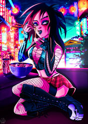 1girls bleeding_mascara breasts bustier busty cleavage extreme_ghostbusters eyeshadow female fishnet_stockings ghostbusters goth kylie_griffin lipstick makeup shadman skirt solo voluptuous