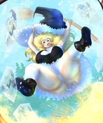 1girls ass big_ass blonde_hair boots breasts broom co03but color detailed_background explosion fat_ass glass huge_ass huge_breasts huge_thighs large_breasts legs_apart legs_spread legs_up marisa_kirisame panties reflection skirt socks thick_ass thick_thighs thighs touhou white_panties window witch witch_hat yellow_eyes