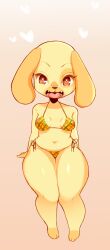 2017 4_toes absurd_res animal_crossing anthro barefoot bikini bird_dog breasts canid canine canis clothing coffeechicken domestic_dog feet female floppy_ears golden_retriever goldie_(animal_crossing) heart_eyes heart_pupils heart_symbol hi_res hunting_dog mammal navel nintendo paws retriever solo swimwear toes two-piece_swimsuit