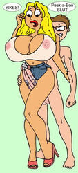 alternate_breast_size american_dad blonde_hair breasts francine_smith hair huge_breasts huge_cock incest large_breasts milf mother_and_son open_mouth penis sbb steve_smith