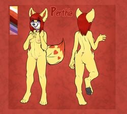 1girls anthro collar eyewear female female_only fennekin glasses heart hi_res livinlovindude model_sheet nerd nintendo original_character perthia poke_ball pokemon pokemon_(species) pussy solo video_games