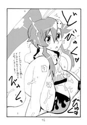 bikini_top breasts censored cum female gloves kikuta large_breasts long_hair monochrome paizuri tengen_toppa_gurren_lagann yoko_littner