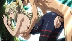 against_tree ai_generated blonde_hair code_geass cum_pussy doggy_style grabbing_another's_breast grabbing_from_behind hstorytaimu large_breasts leila_malcal long_hair nipples outdoors penis plugsuit purple_eyes sex sex_from_behind topless tree twintails veiny_penis