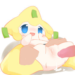 blush cum female happy human jirachi male mammal mikokami nintendo penis pokemon pokemon_(species) pussy sex simple_background straight tears video_games