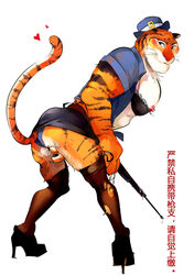 blush bra clothed clothing crossdressing disney heart male male_only nipples officer_fangmire panties pecs skirt solo stockings tagme tiger tiger_dancer_(zootopia) zootopia 虫下