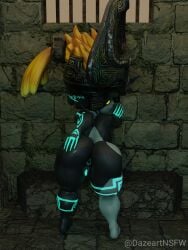 1girls 3d against_wall ass ass_focus blender dazeart dazeartnsfw female female_only glowing_eyes glowing_genitalia glowing_markings helmet imp imp_midna midna nude presenting_hindquarters pussy shortstack solo the_legend_of_zelda twilight_princess two-tone_body yellow_sclera