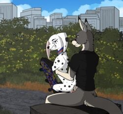 101_dalmatian_street 101_dalmatians animal_genitalia animal_penis anthro anthro_on_anthro anthro_on_feral anthro_penetrating anthro_penetrating_feral balls balls_above_penis benji_(s0c0m3) bodily_fluids bottomless bottomless_anthro bottomless_male canid canine canis chair_position clothed clothing collar dalmatian digital_media_(artwork) disney dolly_(101_dalmatians) domestic_dog duo erection female female_feral female_penetrated feral feral_penetrated from_behind_position fur genital_fluids genitals hair hi_res holding_object holding_partner holding_skateboard interspecies kangaroo larger_anthro larger_male looking_back macropod male male/female male_anthro male_on_feral male_penetrating male_penetrating_female mammal markings marsupial marsupial_penis nude outside outside_sex penetration penile penile_penetration penis penis_in_vagina plant sex shirt size_difference skateboard smaller_female smaller_feral smile spots spotted_body tail teeth topwear vaginal_penetration vaginal_penetration vehicle white_body white_fur zafara_(artist) zoophilia