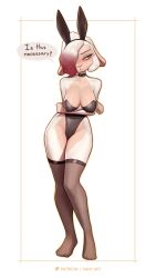 1girls angry_face anthro blue_eyes bunny_ears bunnysuit caprine choker crossed_arms danyj dyed_hair embarrassed emo female female_only furry furry_female furry_only legwear looking_at_another oc rose_hair sheep sheep_girl solo solo_female spiked_collar thighhighs two-tone_body white_fur
