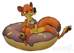 1boy disney doughnut duke_weaselton food male male_only mammal mustelid penis solo weasel zootopia