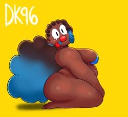 acci_(daisykitty96) belly big_ass big_breasts chubby chubby_belly clown_girl daisykitty96 dark-skinned_female female pinup shortstack side_view
