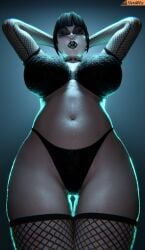 3d 3d_(artwork) big_breasts black_hair black_lips black_lipstick breasts female female_focus female_only front_view goth goth_girl light-skinned_male light_skin looking_at_viewer looking_down looking_down_at_viewer madeline_zoldak original original_character pale-skinned_female pale_skin piercings smitty34 solo solo_female solo_focus