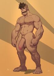 balls bara big_balls big_penis body_hair facial_hair flaccid male male_only moustache muscles muscular nude penis solo solo_male vliir