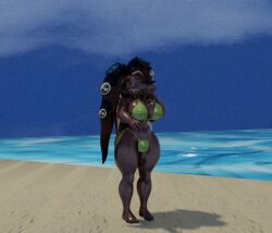 1futa 3d barefoot bikini blender blender_(software) bulge closed_eyes dark-skinned_futanari dld493v2 futanari marina_(splatoon) nintendo pseudo_hair self_upload shiny_skin smile solo solo_futa splatoon tentacle_hair