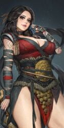 1girls absurd_res absurdres arm_tattoo athletic athletic_female big_breasts black_corset black_hair blue_tattoo breasts brown_eyes busty cleavage clothed clothed_female clothing corset deity die dress european_mythology female female_focus female_only fit fit_female freya_(god_of_war) god_of_war goddess high_resolution highres hips huge_breasts large_breasts light-skinned_female light_skin long_hair looking_at_viewer mature mature_female mature_woman mythology neoartcore norse_mythology nudtawut_thongmai public_domain red_clothes red_clothing red_dress running_mascara runny_makeup santa_monica_studio slim_girl slim_waist solo solo_female solo_focus sony_interactive_entertainment tattoo_on_arm thick_thighs thighs vanir_(norse_mythology) very_high_resolution wide_hips wrapped_arms