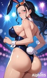 ai_generated alphi115 black_hair bubble_butt bunny_ears bunny_girl bunny_tail bunnysuit female female_only large_ass large_breasts nico_robin one_piece solo thick_thighs