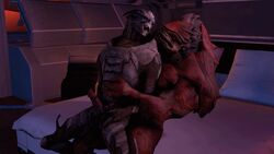 3d alien alternate_version_available anal animated bed blush garrus_vakarian hi_res krogan male mass_effect penis turian urdnot_wrex video_games yaoi