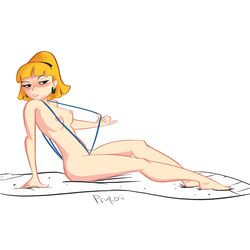 1girls bob_cut hey_arnold! hoop_earrings nickelodeon nipples olga_pataki psyto sling_bikini sling_bikini_aside teenager white_background