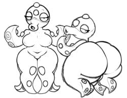 anthro ass big_ass big_breasts breasts bubble_butt character_request cleavage female huge_ass huge_breasts lewdewott nintendo octillery pokemon thick_thighs wide_hips